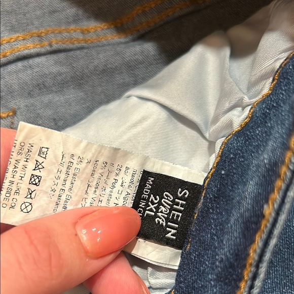 Dark Blue Distressed Women's Jeans - Picture 3 of 3